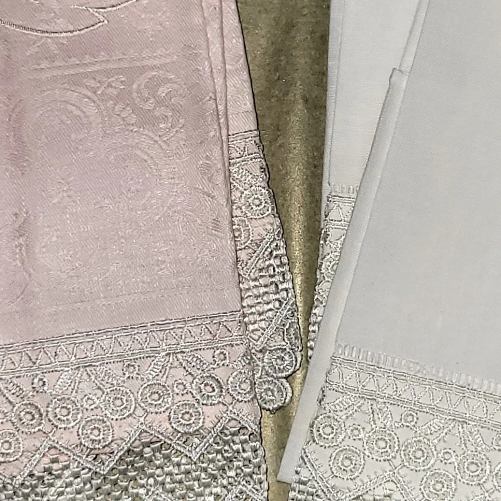 4 - Austrian Pink/White Lace Hand Towels